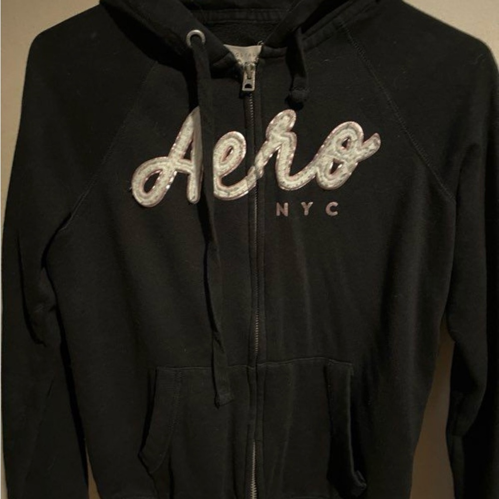 Aeropostale Black Zip-Up Hoodie